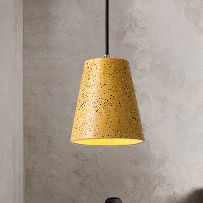 Concrete Cone Pendant Lighting Simplicity 1 Light Black/White/Brown Hanging Light Yellow Clearhalo 'Ceiling Lights' 'Modern Pendants' 'Modern' 'Pendant Lights' 'Pendants' Lighting' 247032