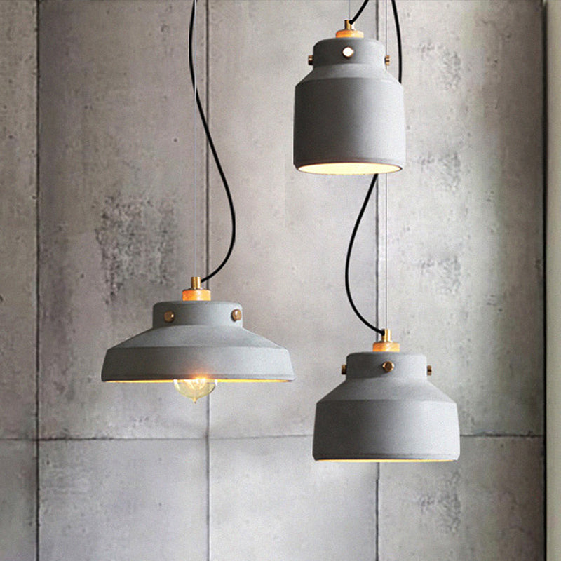 Masion Jar Cement Suspension Lighting Modernist 1 Light Grey Hanging Ceiling Lamp, 7"/10"/12.5" Wide Clearhalo 'Ceiling Lights' 'Modern Pendants' 'Modern' 'Pendant Lights' 'Pendants' Lighting' 247047