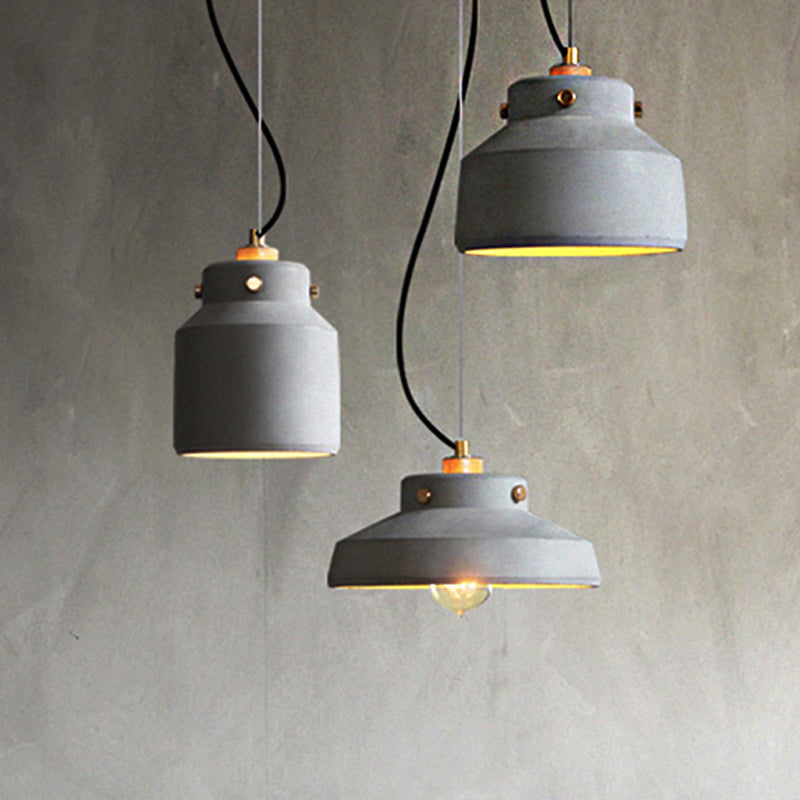 Masion Jar Cement Suspension Lighting Modernist 1 Light Grey Hanging Ceiling Lamp, 7"/10"/12.5" Wide Clearhalo 'Ceiling Lights' 'Modern Pendants' 'Modern' 'Pendant Lights' 'Pendants' Lighting' 247048