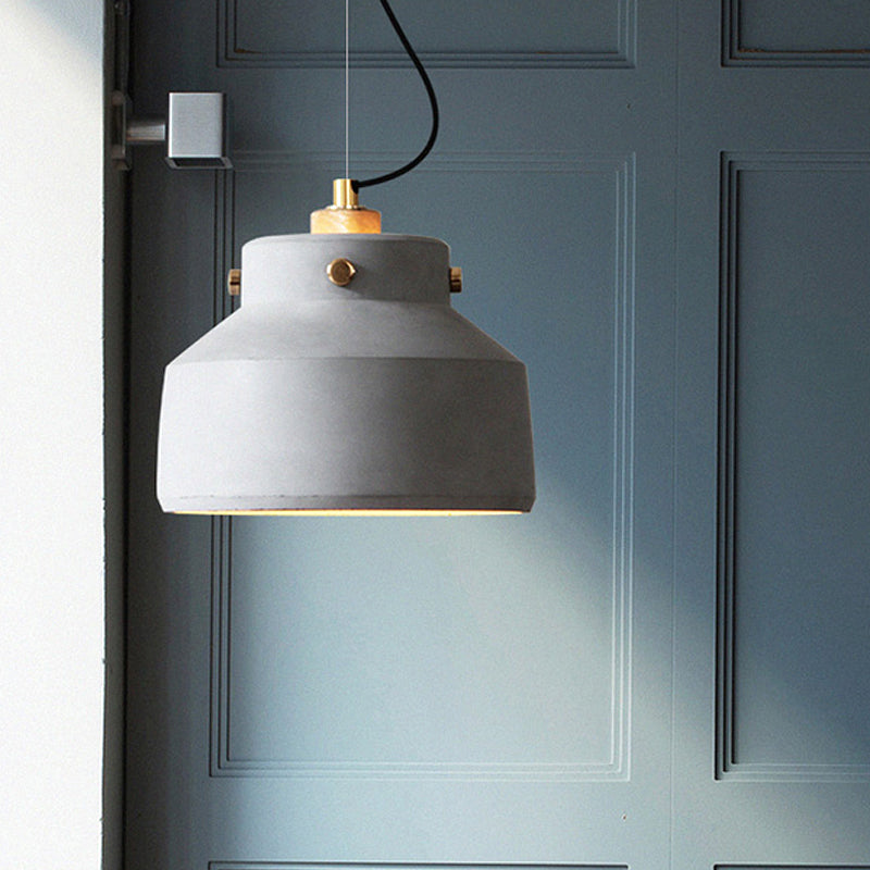 Masion Jar Cement Suspension Lighting Modernist 1 Light Grey Hanging Ceiling Lamp, 7"/10"/12.5" Wide Grey 10" Clearhalo 'Ceiling Lights' 'Modern Pendants' 'Modern' 'Pendant Lights' 'Pendants' Lighting' 247051