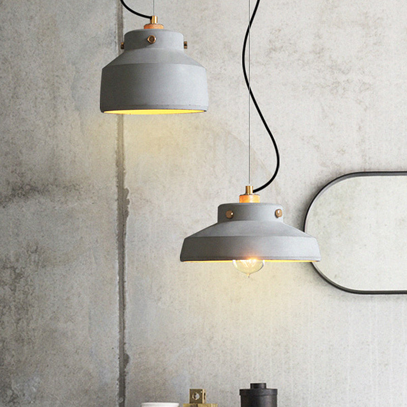 Masion Jar Cement Suspension Lighting Modernist 1 Light Grey Hanging Ceiling Lamp, 7"/10"/12.5" Wide Clearhalo 'Ceiling Lights' 'Modern Pendants' 'Modern' 'Pendant Lights' 'Pendants' Lighting' 247052