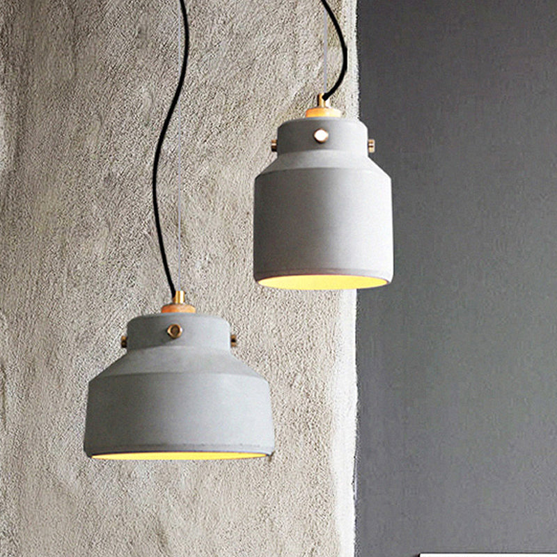 Masion Jar Cement Suspension Lighting Modernist 1 Light Grey Hanging Ceiling Lamp, 7"/10"/12.5" Wide Clearhalo 'Ceiling Lights' 'Modern Pendants' 'Modern' 'Pendant Lights' 'Pendants' Lighting' 247053