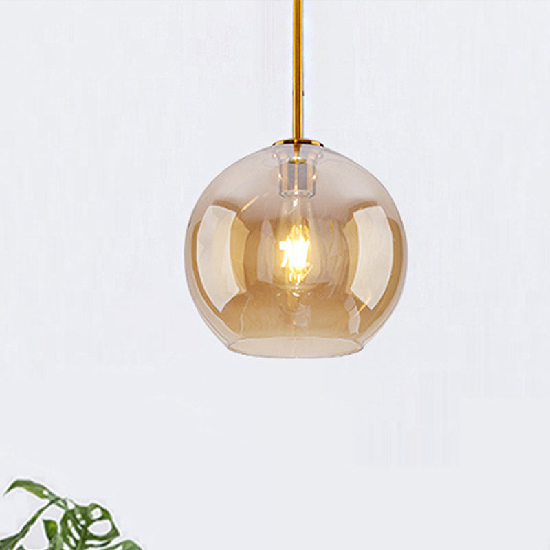 Global Pendant Lighting Modern Clear/Amber Glass 1 Light Gold Hanging Lamp Kit Fixture, 8"/10"/12" Wide Clearhalo 'Ceiling Lights' 'Glass shade' 'Glass' 'Modern Pendants' 'Modern' 'Pendant Lights' 'Pendants' Lighting' 247084