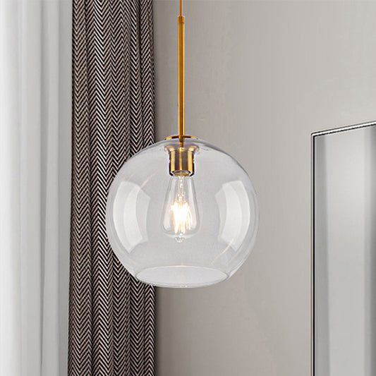 Global Pendant Lighting Modern Clear/Amber Glass 1 Light Gold Hanging Lamp Kit Fixture, 8"/10"/12" Wide Clearhalo 'Ceiling Lights' 'Glass shade' 'Glass' 'Modern Pendants' 'Modern' 'Pendant Lights' 'Pendants' Lighting' 247086
