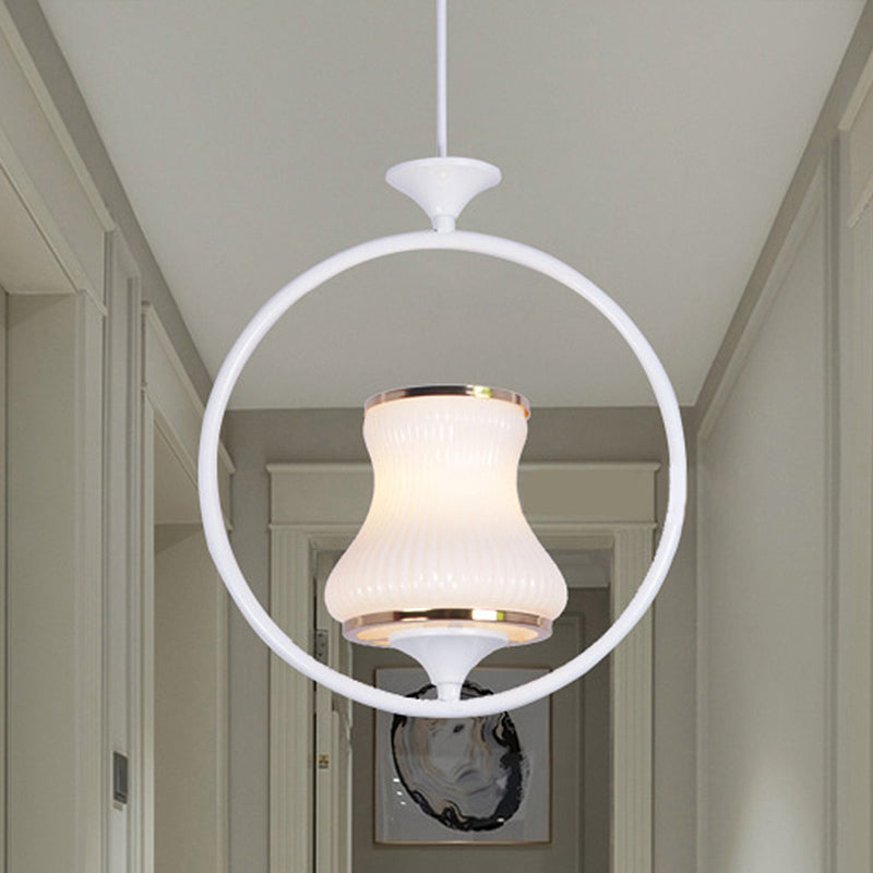 1 Light Cup Shade Ceiling Pendant Light Classic Black/White/Pink Metal Hanging Lamp for Corridor White Clearhalo 'Ceiling Lights' 'Pendant Lights' 'Pendants' Lighting' 247091_e40881e0-4eb5-4257-8f12-53ee9cee2fdc