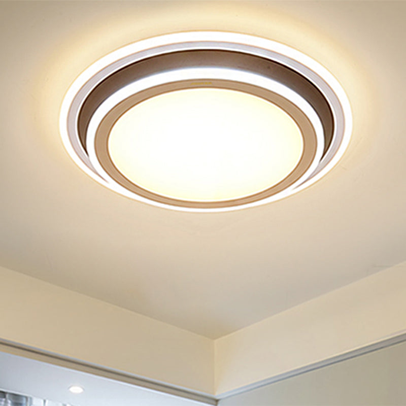 Multi-Layer Bedroom Flushmount Lighting Acrylic 19.5"/32" Wide Simple LED Flush Ceiling Light in Warm/White Light Brown 19.5" Clearhalo 'Ceiling Lights' 'Close To Ceiling Lights' 'Close to ceiling' 'Flush mount' Lighting' 247143