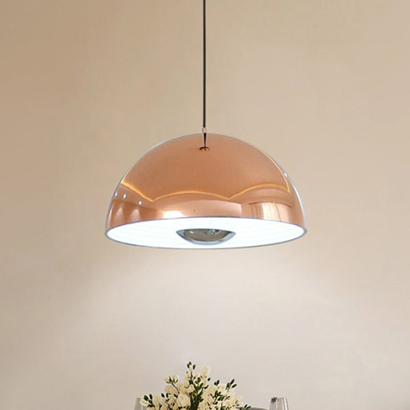 Nordic Dome Hanging Lamp Metal 1/2/3 Heads White/Black/Rose Gold Pendant Light Fixture for Dining Room, 12"/16"/19.5" Wide 1 Rose Gold Clearhalo 'Ceiling Lights' 'Modern Pendants' 'Modern' 'Pendant Lights' 'Pendants' Lighting' 247160