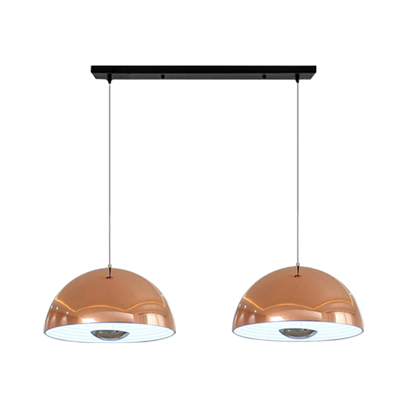 Nordic Dome Hanging Lamp Metal 1/2/3 Heads White/Black/Rose Gold Pendant Light Fixture for Dining Room, 12"/16"/19.5" Wide Clearhalo 'Ceiling Lights' 'Modern Pendants' 'Modern' 'Pendant Lights' 'Pendants' Lighting' 247167