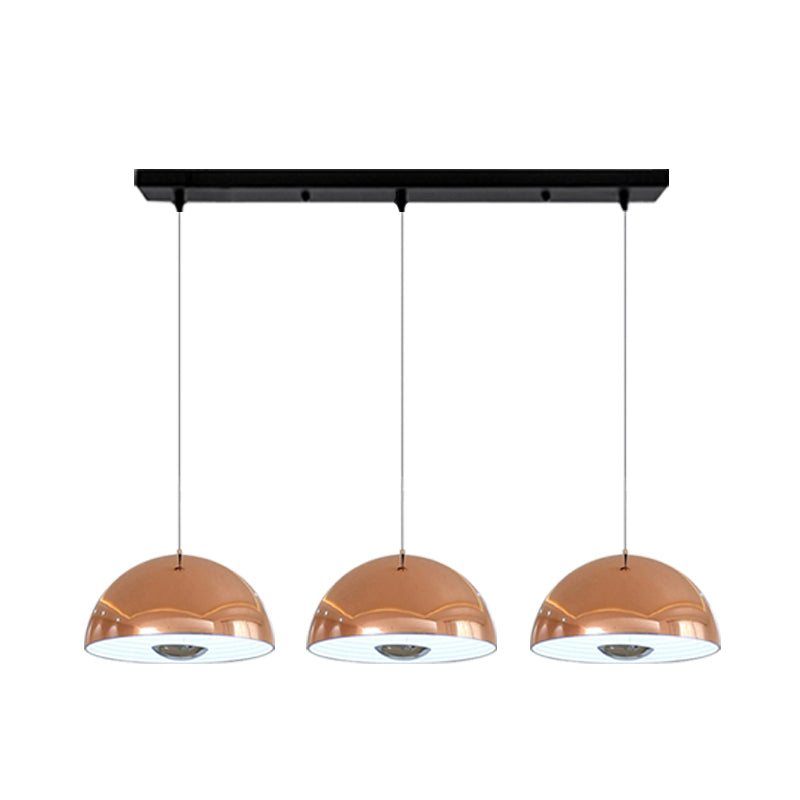 Nordic Dome Hanging Lamp Metal 1/2/3 Heads White/Black/Rose Gold Pendant Light Fixture for Dining Room, 12"/16"/19.5" Wide Clearhalo 'Ceiling Lights' 'Modern Pendants' 'Modern' 'Pendant Lights' 'Pendants' Lighting' 247171