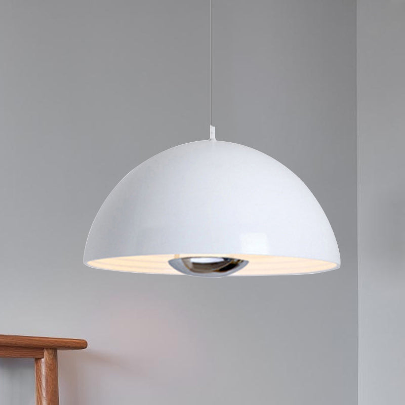 Nordic Dome Hanging Lamp Metal 1/2/3 Heads White/Black/Rose Gold Pendant Light Fixture for Dining Room, 12"/16"/19.5" Wide 1 White Clearhalo 'Ceiling Lights' 'Modern Pendants' 'Modern' 'Pendant Lights' 'Pendants' Lighting' 247172