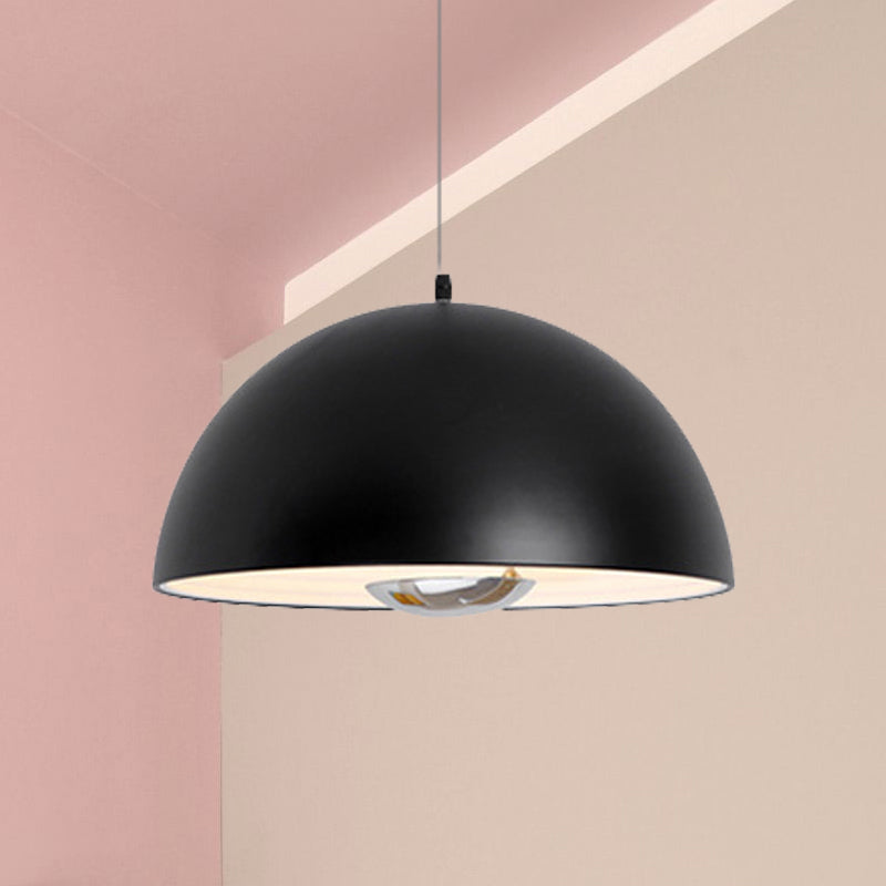 Nordic Dome Hanging Lamp Metal 1/2/3 Heads White/Black/Rose Gold Pendant Light Fixture for Dining Room, 12"/16"/19.5" Wide 1 Black Clearhalo 'Ceiling Lights' 'Modern Pendants' 'Modern' 'Pendant Lights' 'Pendants' Lighting' 247175