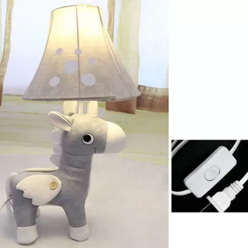 Horse Shape Reading Light Single Bulb Cartoon Fabric Desk Light for Child Study Room Grey Clearhalo 'Lamps' 'Table Lamps' Lighting' 2471985