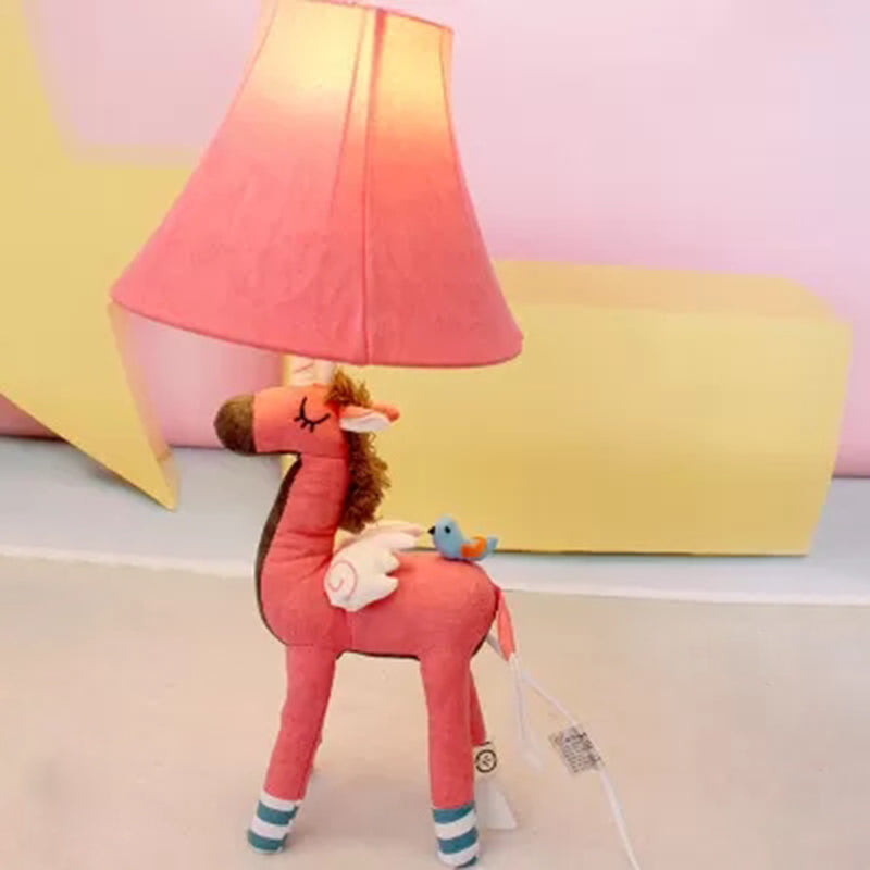 Horse Shape Reading Light Single Bulb Cartoon Fabric Desk Light for Child Study Room Pink Clearhalo 'Lamps' 'Table Lamps' Lighting' 2471988