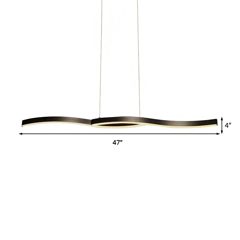 Acrylic Wavy Chandelier Light Modern Black LED Ceiling Pendant Light in Warm/White Light, 39"/41" W Clearhalo 'Ceiling Lights' 'Chandeliers' 'Modern Chandeliers' 'Modern' Lighting' 2472016