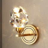 Gem Shaped Living Room LED Wall Mount Light Crystal Simplicity Wall Lighting in Brass Brass Clearhalo 'Modern wall lights' 'Modern' 'Wall Lamps & Sconces' 'Wall Lights' Lighting' 2472025