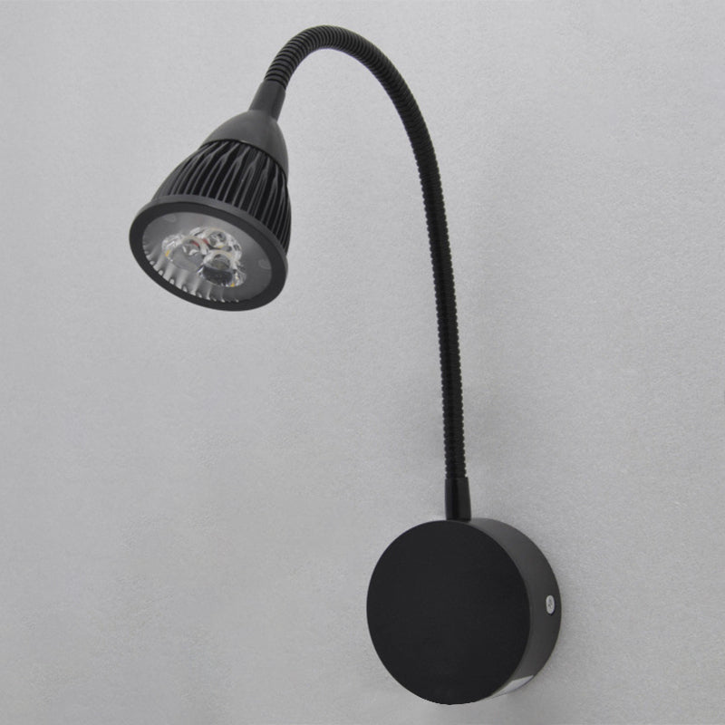 Modern Bowl Metal Shade Wall Lamp LED Adjustable Wall Light Sconce with/without Switch in Black Finish, Warm/White Lighting Black No Switch Clearhalo 'Cast Iron' 'Glass' 'Industrial' 'Modern wall lights' 'Modern' 'Tiffany' 'Traditional wall lights' 'Wall Lamps & Sconces' 'Wall Lights' Lighting' 2472044