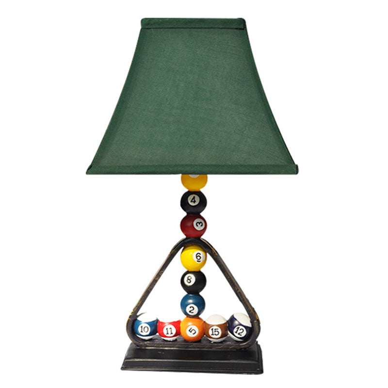 Green Bell Shade Table Lamp Contemporary Style 1 Light Fabric Table Lighting with Billiard Ball Decoration Clearhalo 'Lamps' 'Table Lamps' Lighting' 2472170