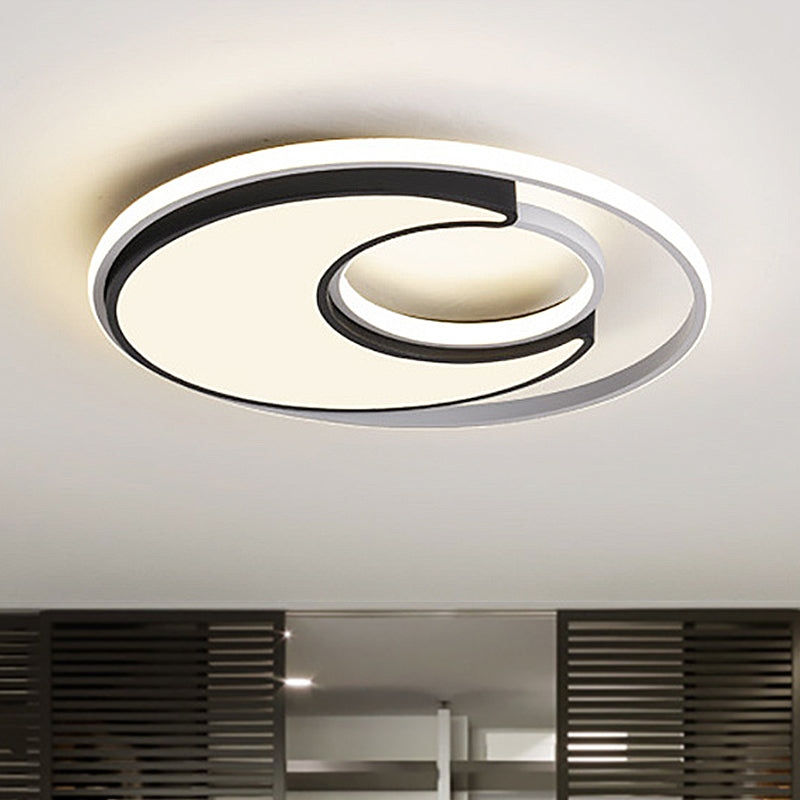 Circular Flush Mount Lighting Modernist Black/White Metal Led 19"/22" Wide Flush Mount Fixture with Frosted Diffuser in White/Warm Light Black Warm Clearhalo 'Ceiling Lights' 'Close To Ceiling Lights' 'Close to ceiling' 'Flush mount' Lighting' 247231