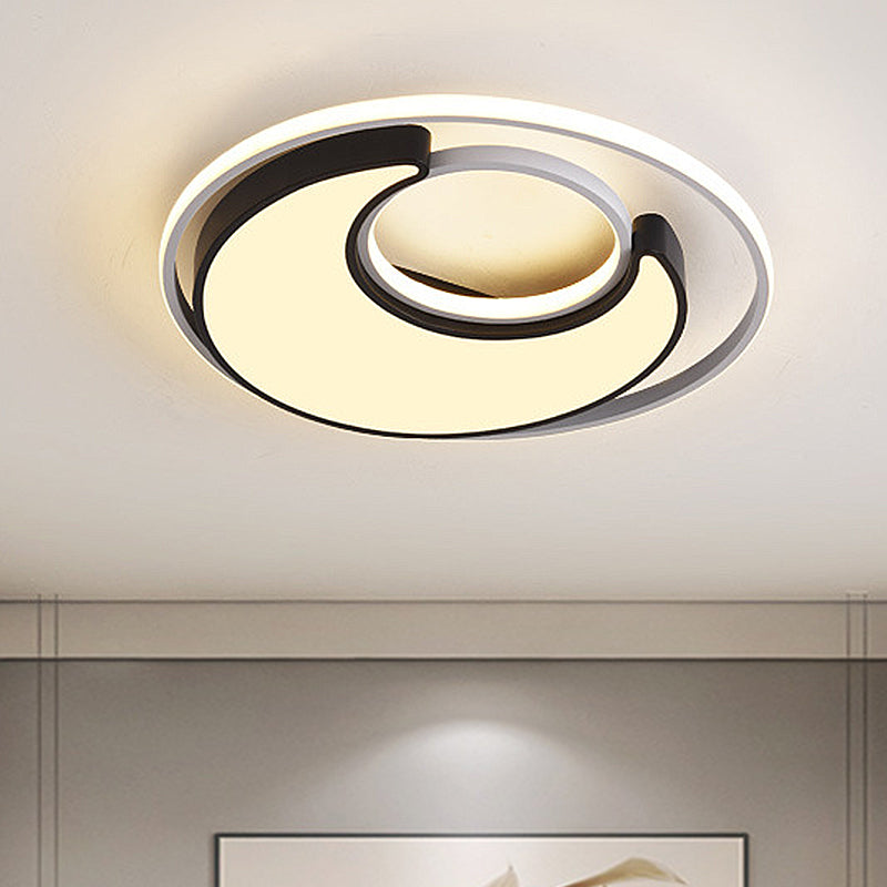 Circular Flush Mount Lighting Modernist Black/White Metal Led 19"/22" Wide Flush Mount Fixture with Frosted Diffuser in White/Warm Light Clearhalo 'Ceiling Lights' 'Close To Ceiling Lights' 'Close to ceiling' 'Flush mount' Lighting' 247232