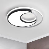 Circular Flush Mount Lighting Modernist Black/White Metal Led 19"/22" Wide Flush Mount Fixture with Frosted Diffuser in White/Warm Light Black White Clearhalo 'Ceiling Lights' 'Close To Ceiling Lights' 'Close to ceiling' 'Flush mount' Lighting' 247233