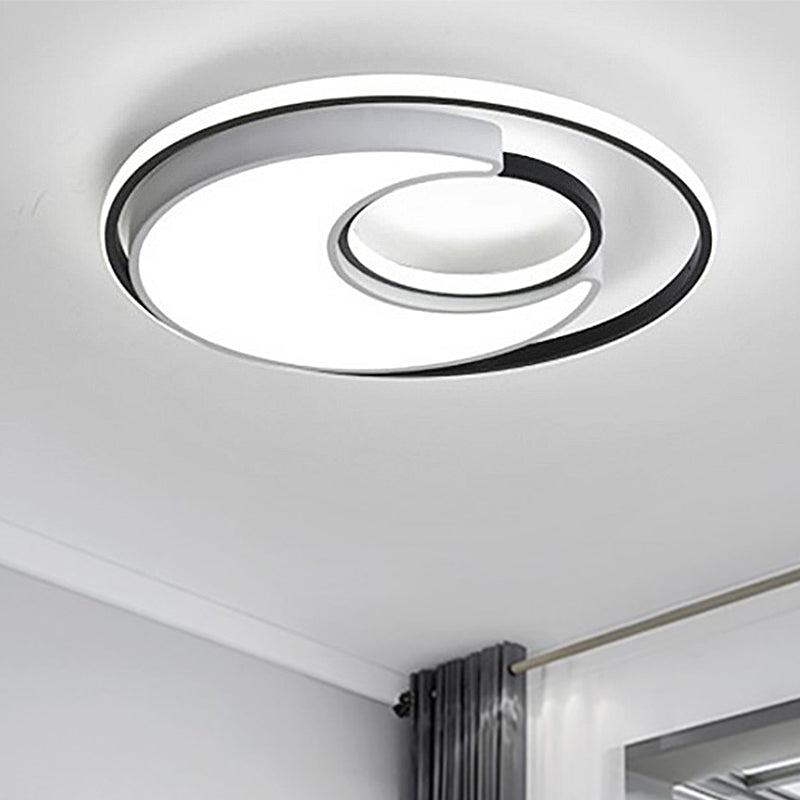 Circular Flush Mount Lighting Modernist Black/White Metal Led 19"/22" Wide Flush Mount Fixture with Frosted Diffuser in White/Warm Light White White Clearhalo 'Ceiling Lights' 'Close To Ceiling Lights' 'Close to ceiling' 'Flush mount' Lighting' 247234