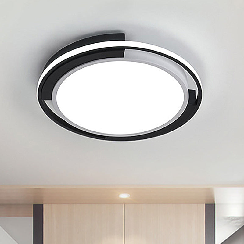 Black Circular Flush Lighting Contemporary Led Metal Flush Mount Light Fixture with Frosted Diffuser in White/Warm Light, 19"/22" Wide Clearhalo 'Ceiling Lights' 'Close To Ceiling Lights' 'Close to ceiling' 'Flush mount' Lighting' 247238