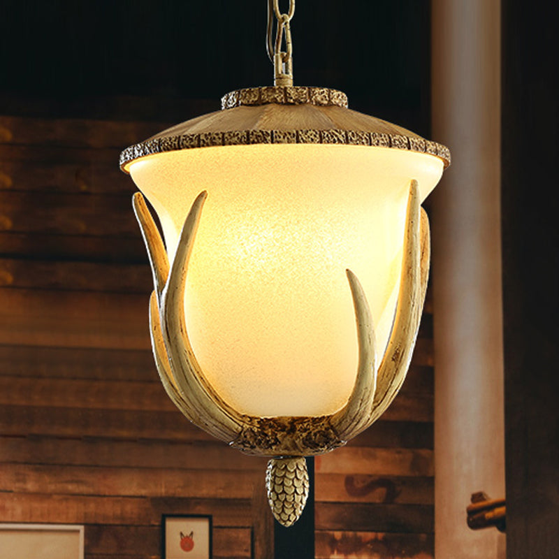 3 Lights Resin Hanging Lamp Country White Cup Shaped Restaurant Cluster Pendant with Elk Pattern Clearhalo 'Ceiling Lights' 'Chandeliers' Lighting' options 247392