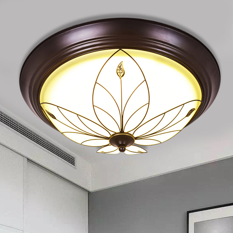 LED Frosted Glass Flush Light Fixture Traditional White Bowl Corridor Ceiling Lighting in Warm/White Light, 13"/19.5" Wide White Clearhalo 'Ceiling Lights' 'Close To Ceiling Lights' 'Close to ceiling' 'Flush mount' Lighting' 247411