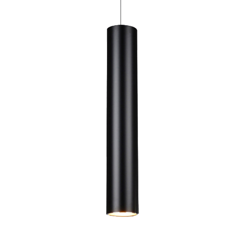 11"/19"/27" Height Cylinder Aluminum Pendant Lighting Minimalist Black LED Light for Dining Room in Warm/White Clearhalo 'Ceiling Lights' 'Modern Pendants' 'Modern' 'Pendant Lights' 'Pendants' Lighting' 247437