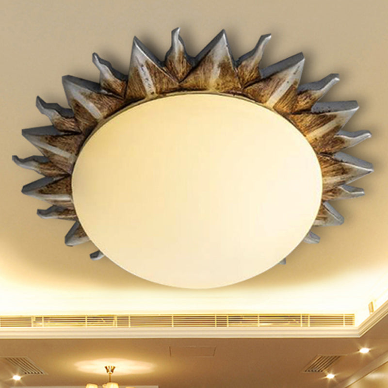 1/3 Lights Sunburst Flush Light Fixture Traditional White Glass Ceiling Mount for Dining Room, 9"/15" Wide Clearhalo 'Ceiling Lights' 'Close To Ceiling Lights' 'Close to ceiling' 'Flush mount' Lighting' 247463