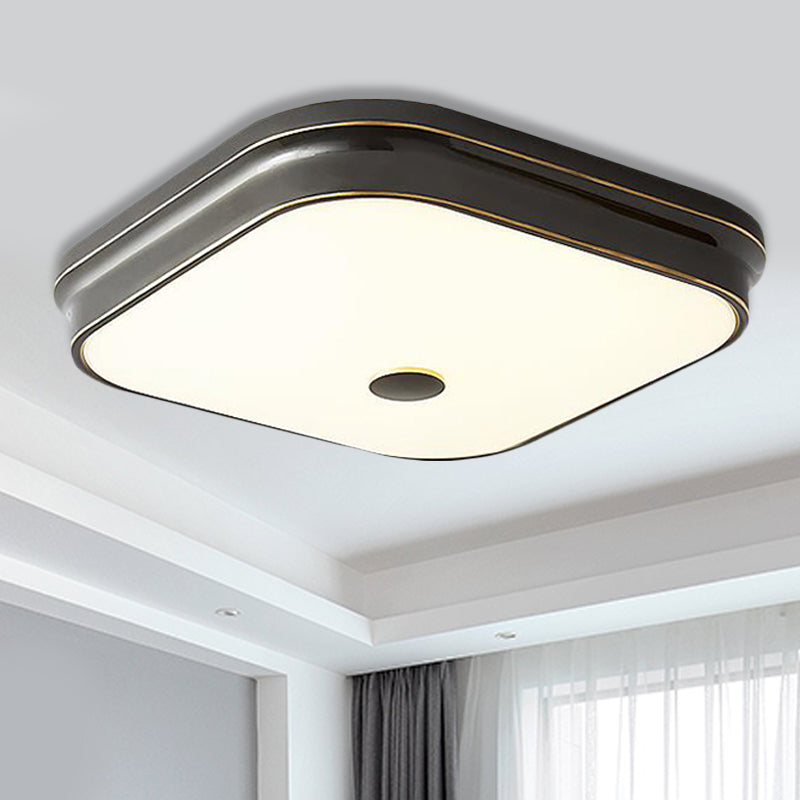 LED Flushmount Lighting Traditional Square Frosted Glass Ceiling Mounted Light in Black/Gold for Living Room, 11"/15"/19.5" W Black Clearhalo 'Ceiling Lights' 'Close To Ceiling Lights' 'Close to ceiling' 'Flush mount' Lighting' 247565