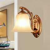 Gold Bell Wall Sconce Lighting Traditional Metal 1-Light Living Room Sconce Light with Frosted Glass Shade Clearhalo 'Wall Lamps & Sconces' 'Wall Lights' Lighting' 247581