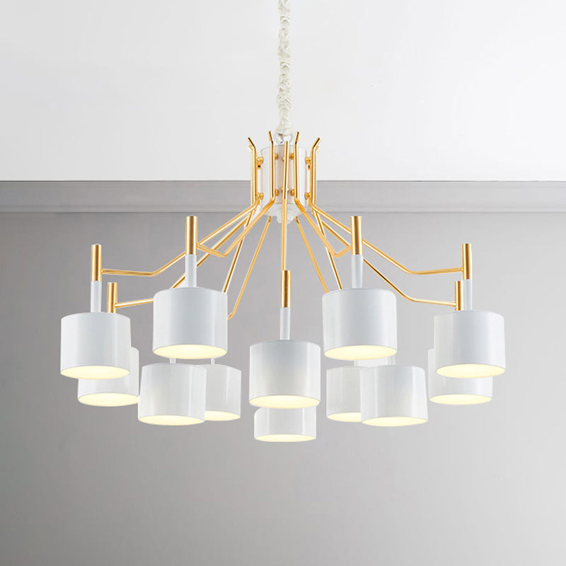 Postmodern Starburst Ceiling Light Metal 12/15 Heads Black/White Chandelier Lighting for Living Room 12 White Clearhalo 'Ceiling Lights' 'Chandeliers' 'Modern Chandeliers' 'Modern' Lighting' 247596