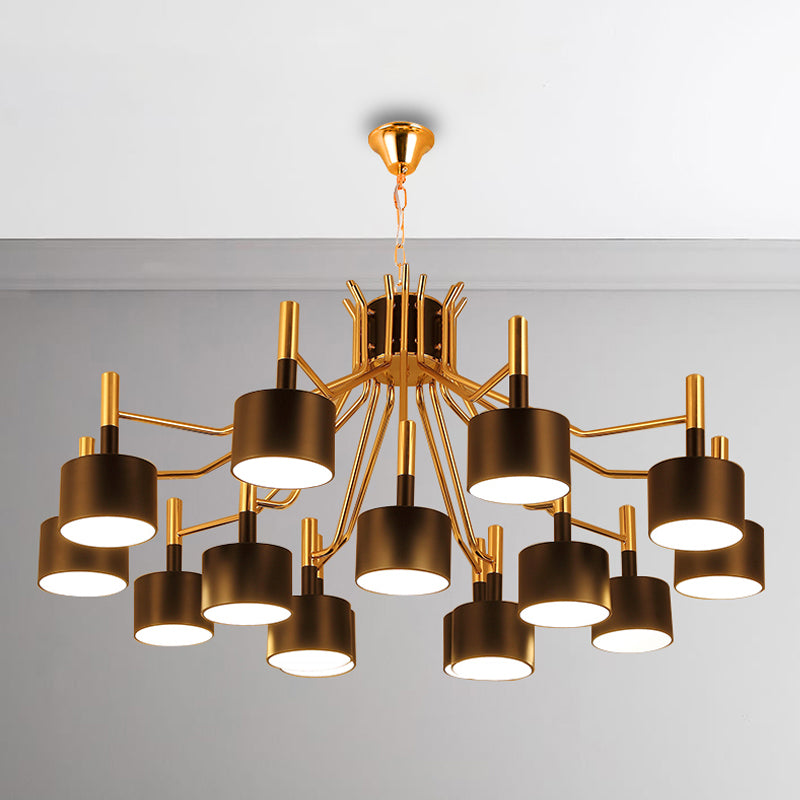 Postmodern Starburst Ceiling Light Metal 12/15 Heads Black/White Chandelier Lighting for Living Room Clearhalo 'Ceiling Lights' 'Chandeliers' 'Modern Chandeliers' 'Modern' Lighting' 247601