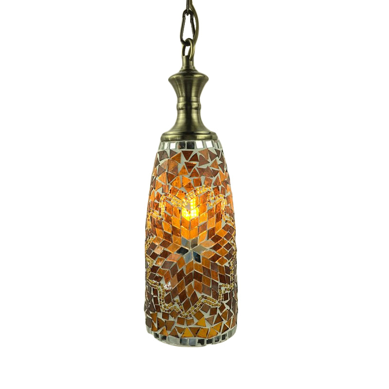 1/3 Bulbs Urn Ceiling Lamp Tradition Red/Sky Blue/Gold Glass Suspended Lighting Fixture for Dining Room Clearhalo 'Ceiling Lights' 'Close To Ceiling Lights' 'Glass shade' 'Glass' 'Pendant Lights' 'Pendants' Lighting' 247635