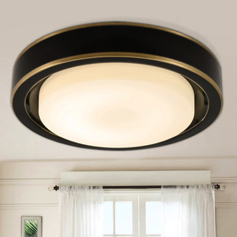 15"/19" W��Black/Brass��Drum Ceiling Light Fixture Classic��Frosted Glass��LED��Bedroom��Flush Mount��in��White/Warm��Light Clearhalo 'Ceiling Lights' 'Close To Ceiling Lights' 'Close to ceiling' 'Flush mount' Lighting' 247679