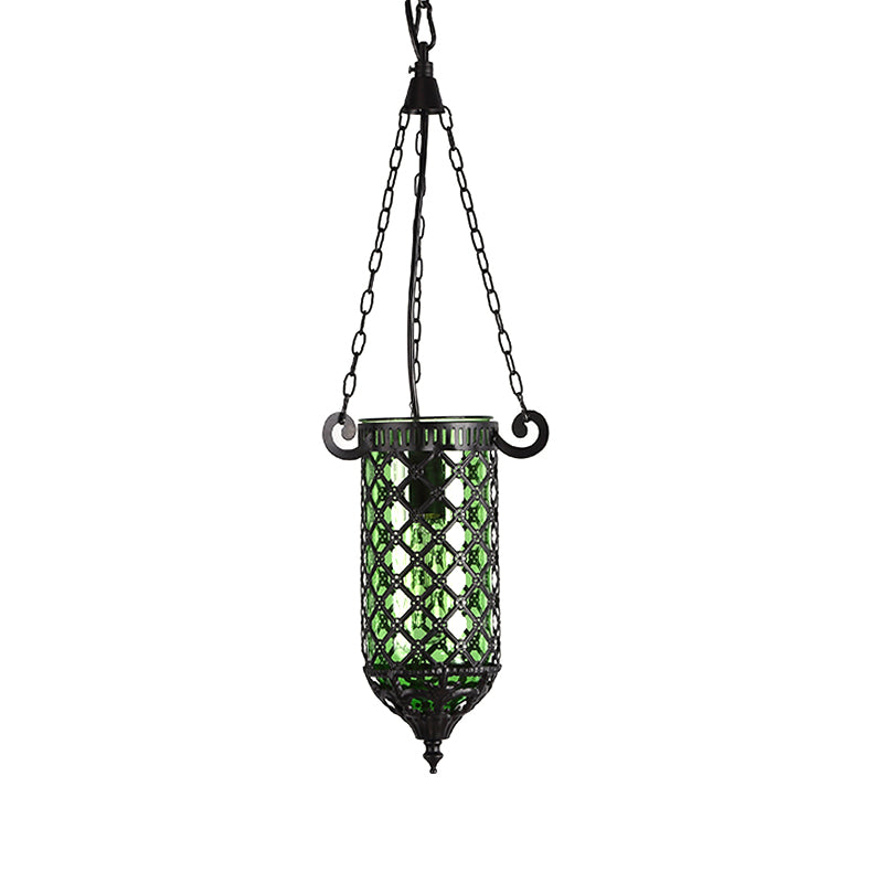 Pencil Blue/Green/Purple Glass Pendant Lamp Antique 1/4 Heads Hanging Light Fixture for Living Room Clearhalo 'Ceiling Lights' 'Glass shade' 'Glass' 'Pendant Lights' 'Pendants' Lighting' 247749