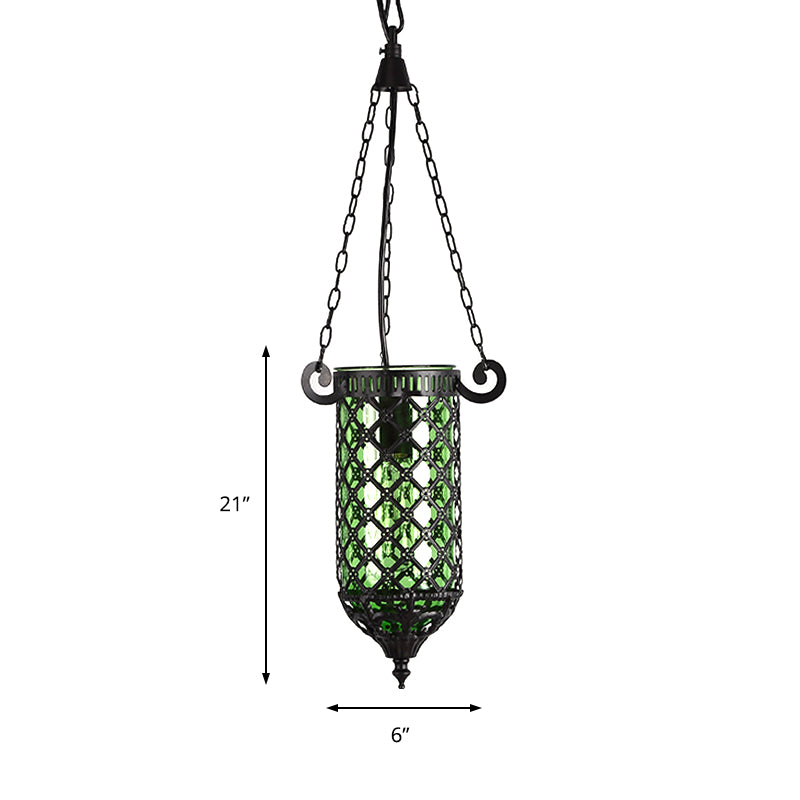 Pencil Blue/Green/Purple Glass Pendant Lamp Antique 1/4 Heads Hanging Light Fixture for Living Room Clearhalo 'Ceiling Lights' 'Glass shade' 'Glass' 'Pendant Lights' 'Pendants' Lighting' 247750