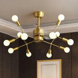 Brass Molecular Semi Flush Mount Chandelier Postmodern Metal Remote Ceiling Fan Light with 3 Blades, 38.5" W Clearhalo 'Ceiling Fans with Lights' 'Ceiling Fans' 'Modern Ceiling Fans' 'Modern' Lighting' 2477507