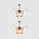 42" Wide Milk Glass Ball Pendant Fan Lamp Postmodern Rose Gold Semi Flush Light with 4 Clear Blades Clearhalo 'Ceiling Fans with Lights' 'Ceiling Fans' 'Modern Ceiling Fans' 'Modern' Lighting' 2477545