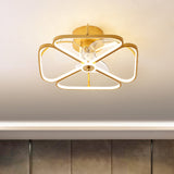 Aluminum Halo Semi-Flush Mount Lighting Minimalism 3-Blade LED Ceiling Fan Light Fixture with Remote, 19.5" Wide Clearhalo 'Ceiling Fans with Lights' 'Ceiling Fans' 'Modern Ceiling Fans' 'Modern' Lighting' 2477740