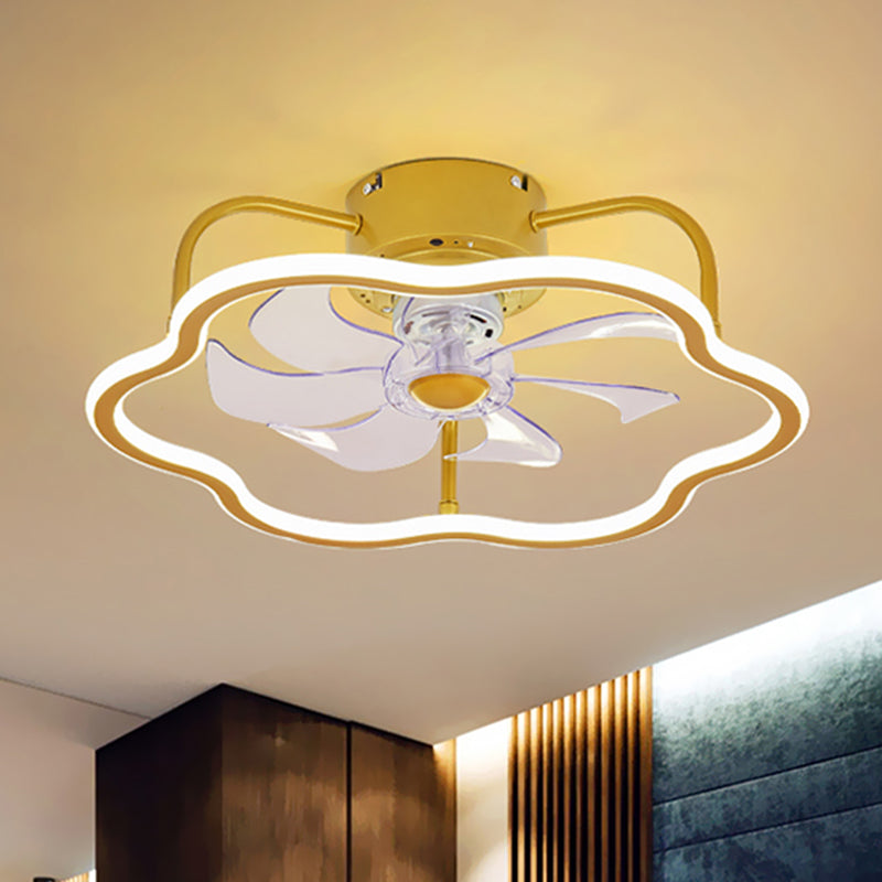 Remote Control Ring Shaped Acrylic Fan Light Minimalist 7-Blade LED Semi Flush Ceiling Light Clearhalo 'Ceiling Fans with Lights' 'Ceiling Fans' 'Modern Ceiling Fans' 'Modern' Lighting' 2477761