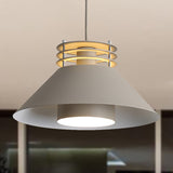 Nordic Style Conic Pendant Ceiling Light 9"/12" Dia 1 Light Metal Suspension Light in Black/White for Living Room Grey Clearhalo 'Ceiling Lights' 'Modern Pendants' 'Modern' 'Pendant Lights' 'Pendants' Lighting' 247777