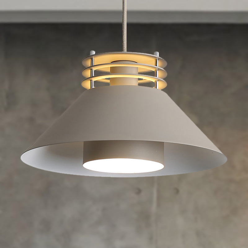 Nordic Style Conic Pendant Ceiling Light 9"/12" Dia 1 Light Metal Suspension Light in Black/White for Living Room Clearhalo 'Ceiling Lights' 'Modern Pendants' 'Modern' 'Pendant Lights' 'Pendants' Lighting' 247778