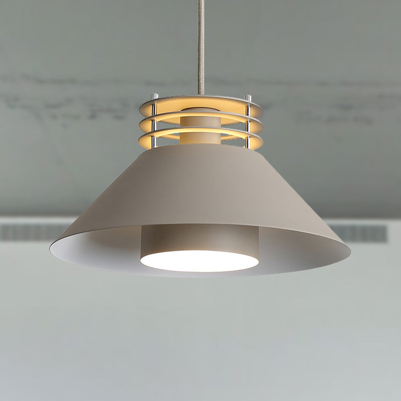 Nordic Style Conic Pendant Ceiling Light 9"/12" Dia 1 Light Metal Suspension Light in Black/White for Living Room Clearhalo 'Ceiling Lights' 'Modern Pendants' 'Modern' 'Pendant Lights' 'Pendants' Lighting' 247779