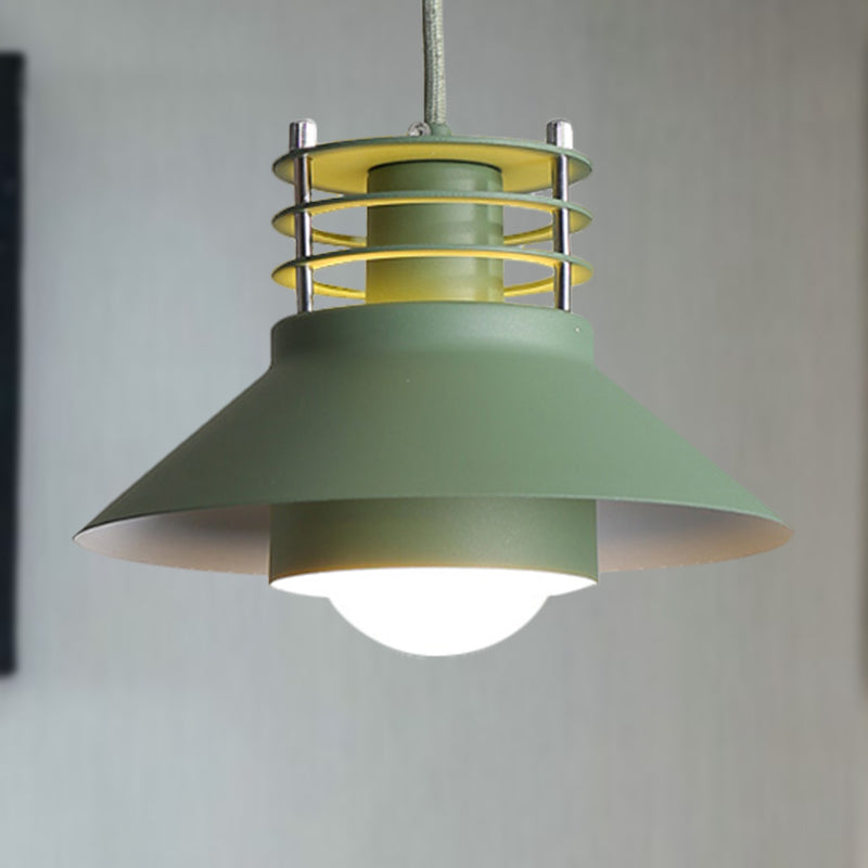 Nordic Style Conic Pendant Ceiling Light 9"/12" Dia 1 Light Metal Suspension Light in Black/White for Living Room Green Clearhalo 'Ceiling Lights' 'Modern Pendants' 'Modern' 'Pendant Lights' 'Pendants' Lighting' 247780