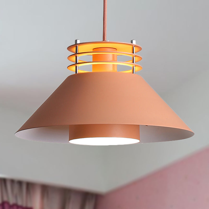 Nordic Style Conic Pendant Ceiling Light 9"/12" Dia 1 Light Metal Suspension Light in Black/White for Living Room Orange Clearhalo 'Ceiling Lights' 'Modern Pendants' 'Modern' 'Pendant Lights' 'Pendants' Lighting' 247783