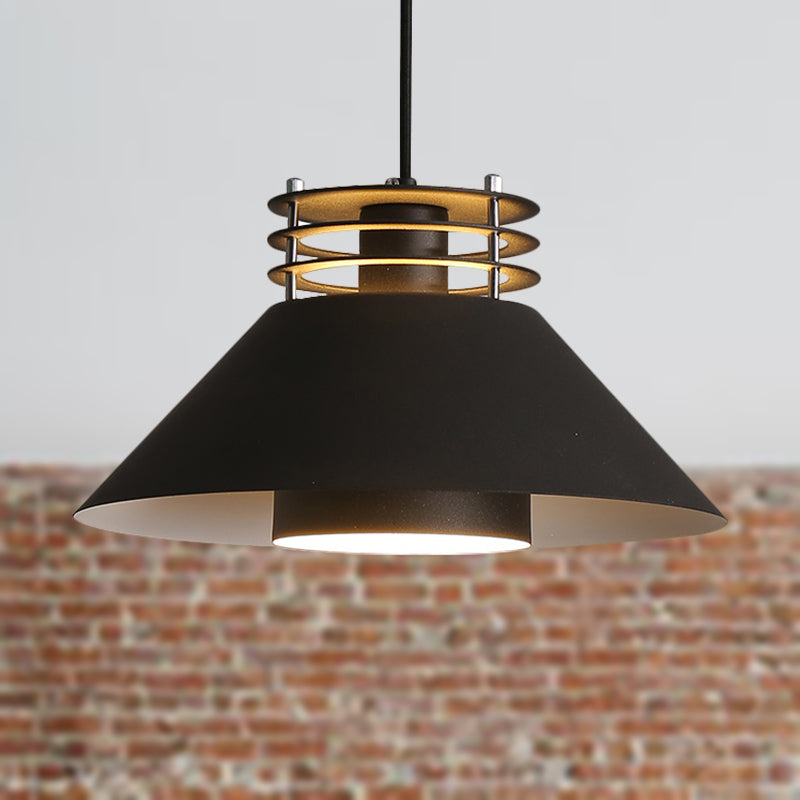 Nordic Style Conic Pendant Ceiling Light 9"/12" Dia 1 Light Metal Suspension Light in Black/White for Living Room Clearhalo 'Ceiling Lights' 'Modern Pendants' 'Modern' 'Pendant Lights' 'Pendants' Lighting' 247788