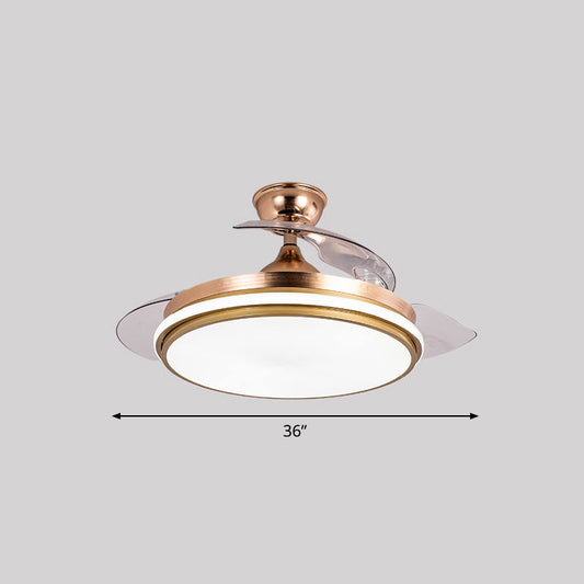 Nordic 3 Blades LED Pendant Fan Lighting Round Remote Control Semi-Flush Light with Acrylic Shade Clearhalo 'Ceiling Fans with Lights' 'Ceiling Fans' 'Modern Ceiling Fans' 'Modern' Lighting' 2477899