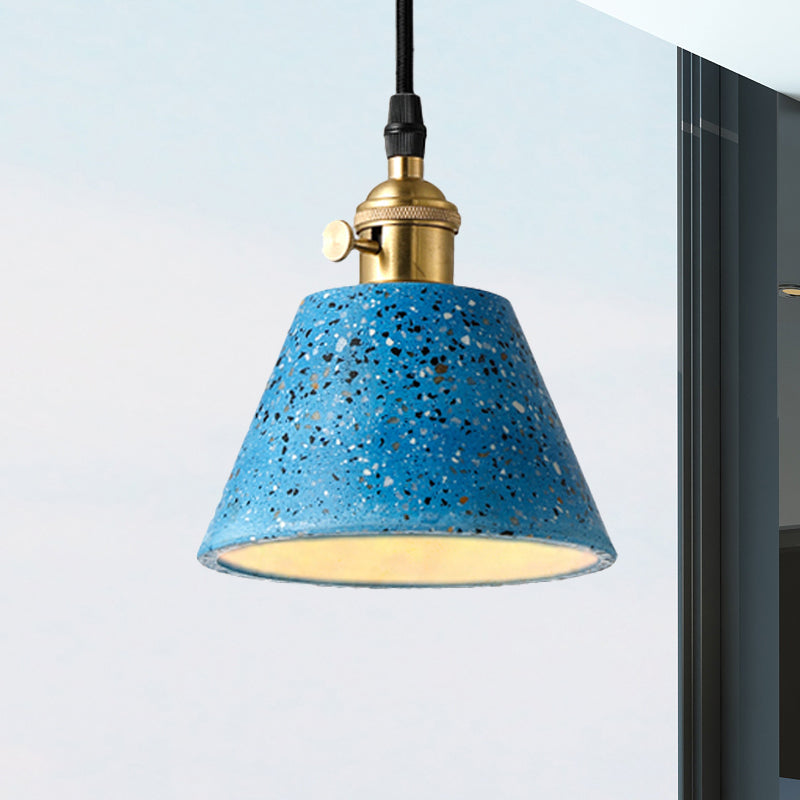 1 Light Pendant Lighting with Cone Concrete Shade in Nordic Style Black/Blue/Green Hanging Light Blue Clearhalo 'Ceiling Lights' 'Modern Pendants' 'Modern' 'Pendant Lights' 'Pendants' Lighting' 247826